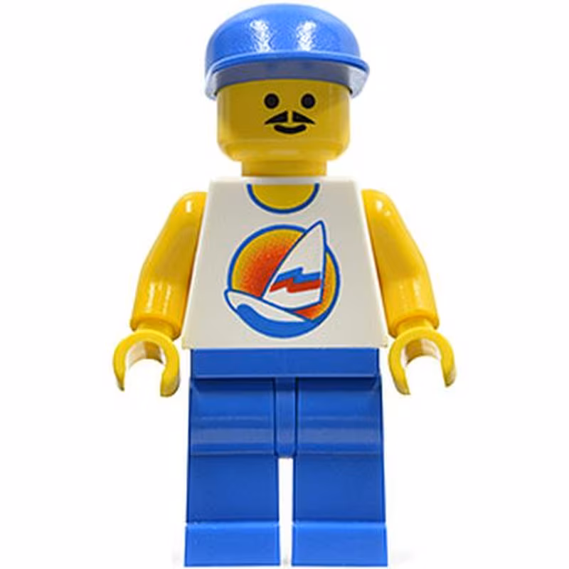 Surfboard on Ocean - Blue Legs, Blue Cap
