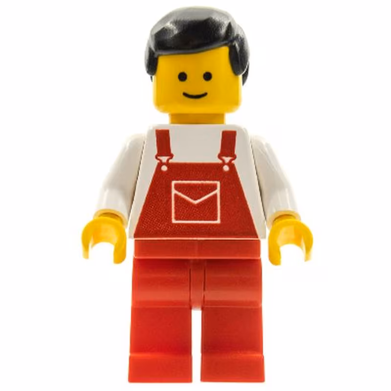 Overalls Red with Pocket, Red Legs, Black Male Hair Overalls Red with Pocket, Red Legs, Black Male Hair