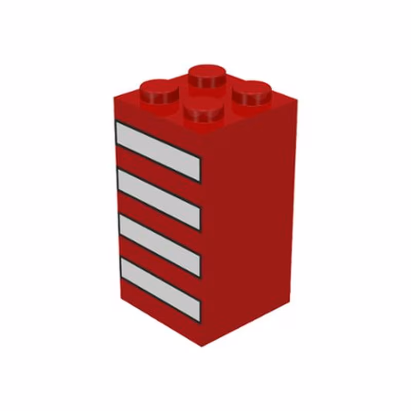 Brick 2 x 2 x 3 with White Stripes Black Outlined Pattern