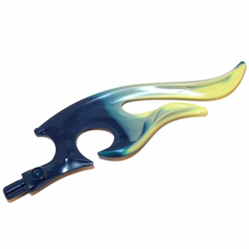 Wave Rounded Curved Double with Axle End (Flame) with Marbled Yellowish Green Pattern