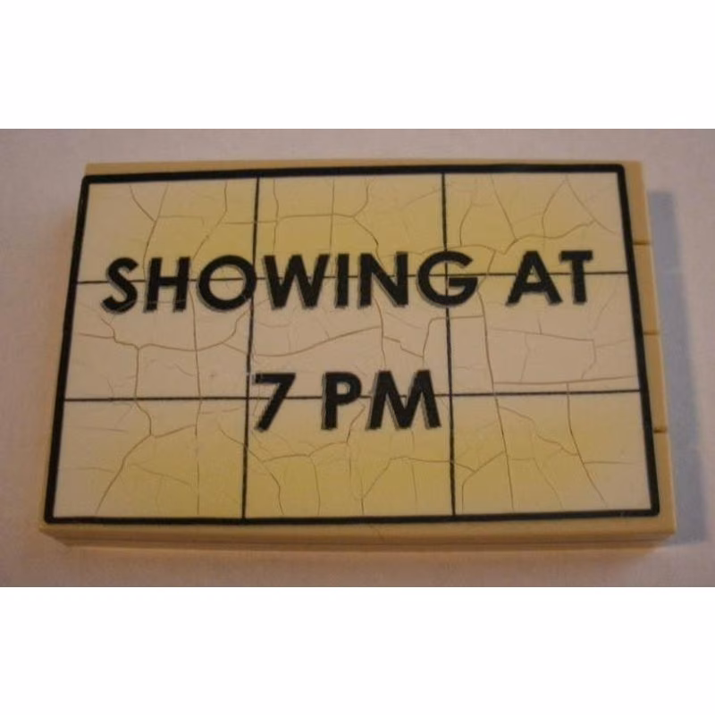 Stickered Assembly 6 x 4 x 2/3 with 'SHOWING AT 7 PM' Pattern (Sticker) - Set 10184 - 1 Plate 4 x 6, 4 Tile 1 x 6