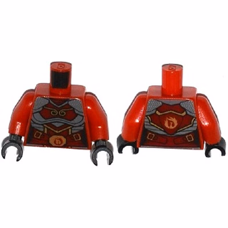 Torso Ninjago Female Samurai Armor with Gold Buckles and Flames Pattern / Red Arms / Black Hands Torso Ninjago Female Samurai Armor with Gold Buckles and Flames Pattern / Red Arms / Black Hands