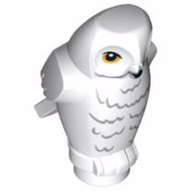 Owl, Angular Features with Black Beak, Yellow Eyes, and Light Bluish Gray Rippled Chest Feathers Pattern (HP Hedwig)