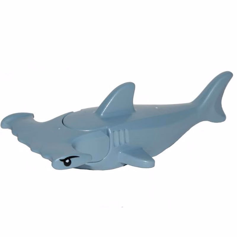 Shark Hammerhead with Debossed Gills with Black Eyebrows and Eyes and White Pupils Pattern