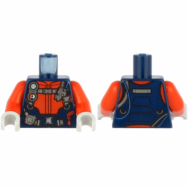 Torso Diving Suit with Red Zippers, Gauge, Regulator and Harness with Silver Buckles Pattern / Red Arms / Light Bluish Gray Hands Torso Diving Suit with Red Zippers, Gauge, Regulator and Harness with Silver Buckles Pattern / Red Arms / Light Bluish Gray Hands