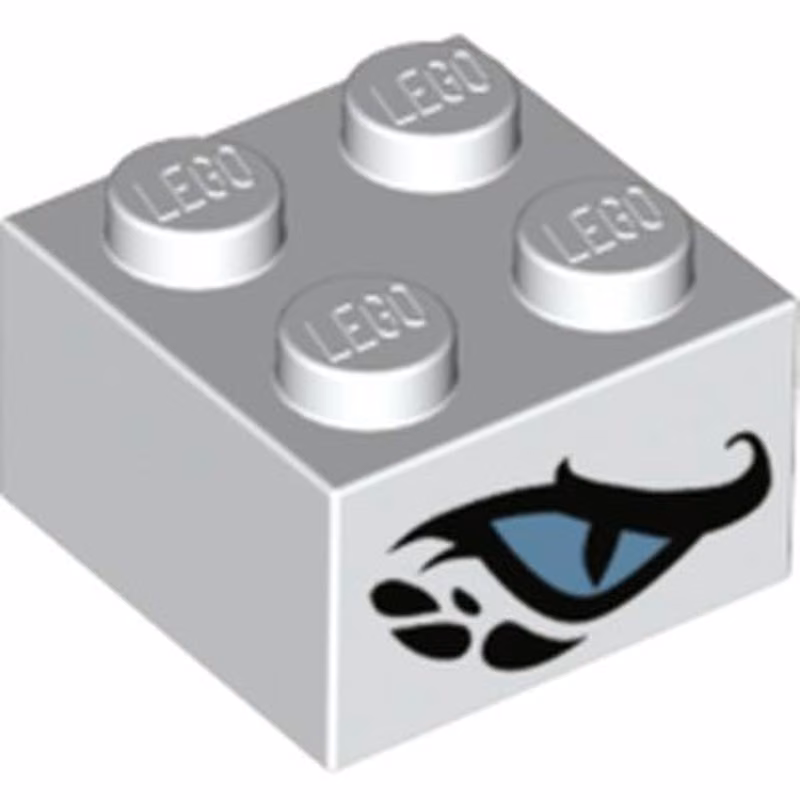 Brick 2 x 2 with Metallic Light Blue Dragon Eye Pattern on Two Sides