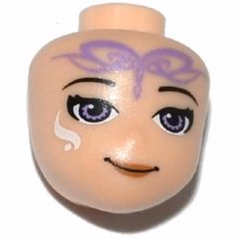 Mini Doll, Head Friends with Medium Lavender Eyes, Closed Mouth Smile and Elves Tribal Pattern (Aira)