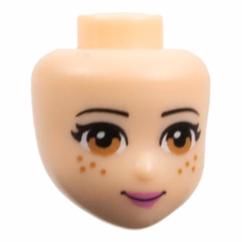 Mini Doll, Head Friends with Medium Nougat Eyes and Freckles, Dark Pink Lips and Closed Mouth Pattern