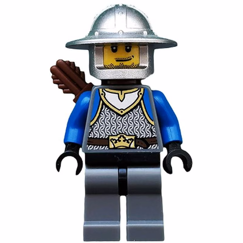 Castle - King's Knight Scale Mail, Crown Belt, Helmet with Broad Brim, Quiver, Smirk and Stubble Beard Castle - King's Knight Scale Mail, Crown Belt, Helmet with Broad Brim, Quiver, Smirk and Stubble Beard