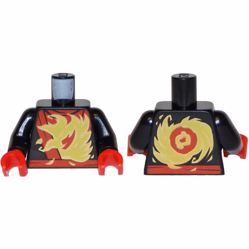 Torso Ninja Robe with Red Belt and Sash and Spinjitzu Fire Burst Pattern / Black Arms / Red Hands Torso Ninja Robe with Red Belt and Sash and Spinjitzu Fire Burst Pattern / Black Arms / Red Hands