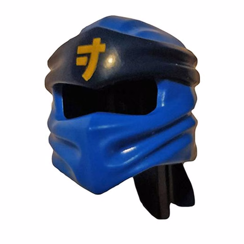 Minifigure, Headgear Ninjago Wrap Type 4 with Molded Dark Blue Headband and Printed Yellow Ninjago Logogram Letter J Pattern