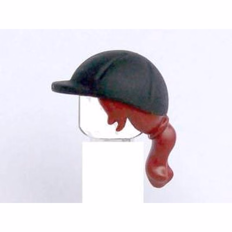 Mini Doll, Hair Combo, Hair with Hat, Long Ponytail, Side Bangs, Hole in Back with Molded Black Horse Riding Helmet Pattern