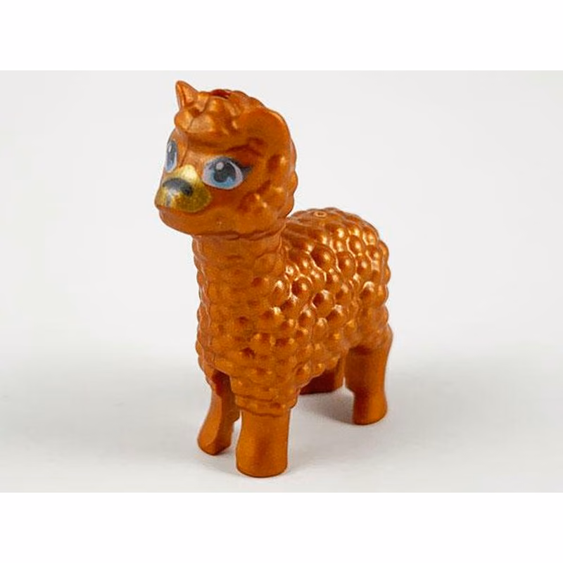 Alpaca / Llama, Friends with Metallic Light Blue Eyes, Dark Silver Nose, and Gold Muzzle Pattern