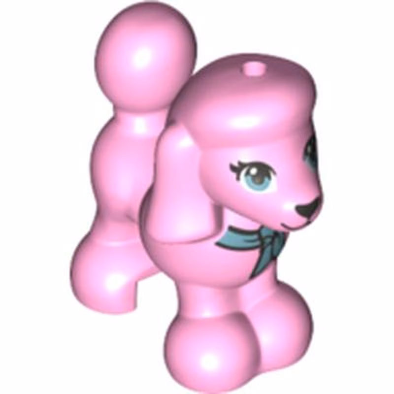 Dog, Friends, Poodle with Black and Metallic Light Blue Bow, Eyes, Nose and Mouth Pattern