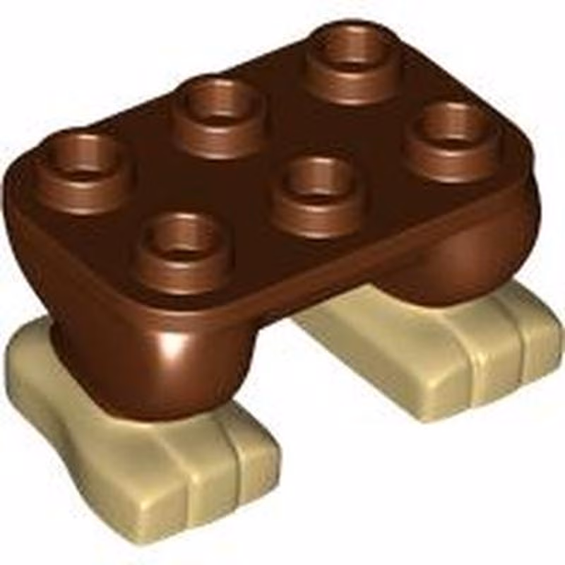 Legs with Plate Round 2 x 3 with Molded Tan Feet Pattern Legs with Plate Round 2 x 3 with Molded Tan Feet Pattern