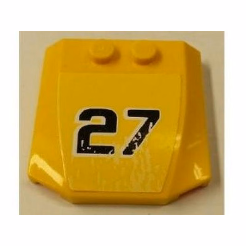 Wedge 4 x 4 x 2/3 Triple Curved with Black and White '27' on Yellow Background Pattern (Sticker) - Set 8490 Wedge 4 x 4 x 2/3 Triple Curved with Black and White '27' on Yellow Background Pattern (Sticker) - Set 8490
