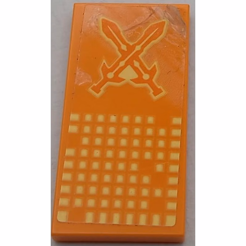 Tile 2 x 4 with Crossed Swords and Bright Light Yellow Squares Pattern (Sticker) - Set 70357