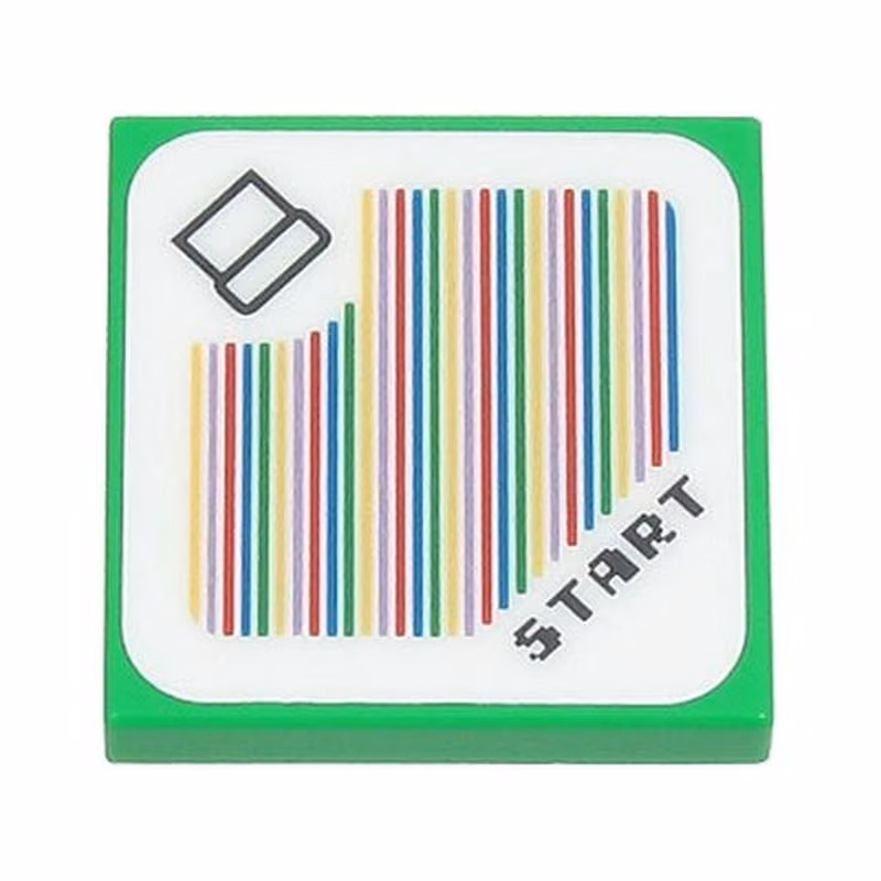 Tile 2 x 2 with Super Mario Scanner Code Pipe and 'START', Round Corner Pattern (Sticker) - Set 71403