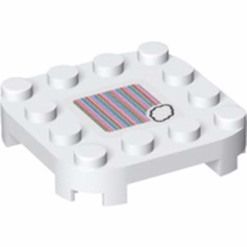 Plate, Modified 4 x 4 with Rounded Corners and 4 Feet with Super Mario Scanner Code Cloud Pattern (Sticker) - Set 71360 Plate, Modified 4 x 4 with Rounded Corners and 4 Feet with Super Mario Scanner Code Cloud Pattern (Sticker) - Set 71360