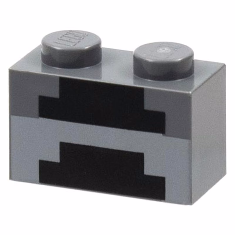 Brick 1 x 2 with Minecraft Pixelated Furnace Unlit Pattern
