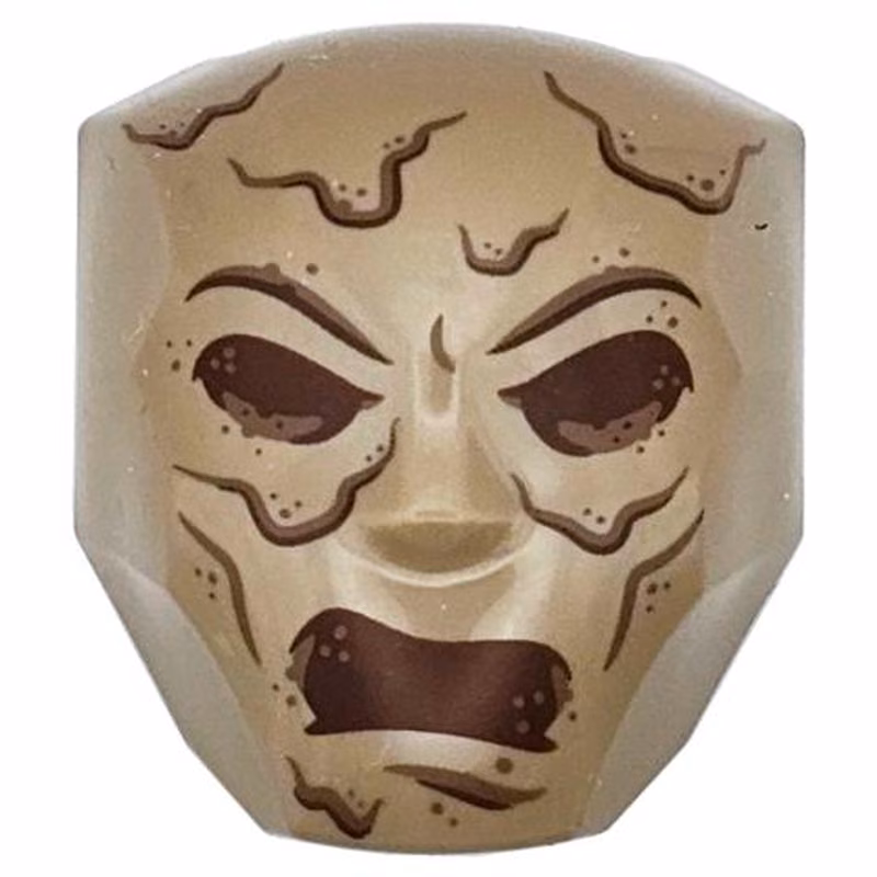 Large Figure Face with Brow and Nose Detail, 2 x 2 Round Brick Attachment with Reddish Brown Eyes, Open Mouth and Lines Pattern (Sandman) Large Figure Face with Brow and Nose Detail, 2 x 2 Round Brick Attachment with Reddish Brown Eyes, Open Mouth and Lines Pattern (Sandman)