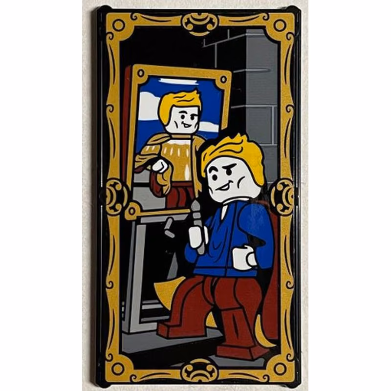 Glass for Window 1 x 4 x 6 with Gilderoy Lockhart with Self Portrait Painting and Gold Edges Pattern (Sticker) - Set 76389 Glass for Window 1 x 4 x 6 with Gilderoy Lockhart with Self Portrait Painting and Gold Edges Pattern (Sticker) - Set 76389