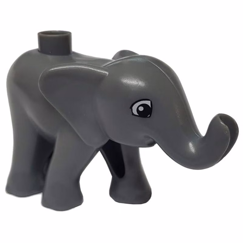 Duplo Elephant Baby, Walking with Black and White Eyes Squared Pattern
