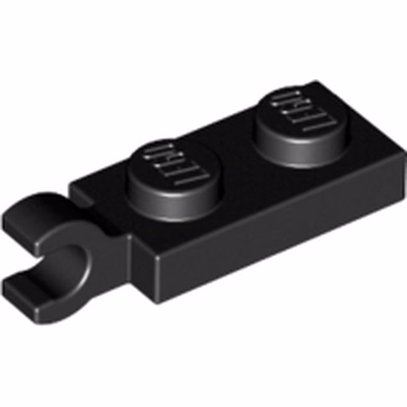 Plate, Modified 1 x 2 with Clip on End (Horizontal Grip) Plate, Modified 1 x 2 with Clip on End (Horizontal Grip)