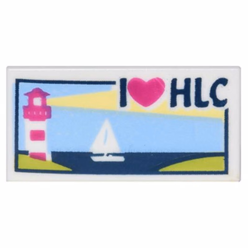 Tile 1 x 2 with Lighthouse, Sailboat and 'I Heart HLC' Pattern