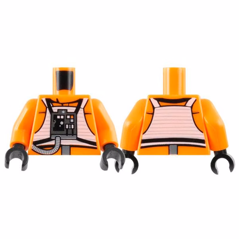 Torso SW Rebel Pilot with Printed Back Pattern / Orange Arms / Black Hands Torso SW Rebel Pilot with Printed Back Pattern / Orange Arms / Black Hands