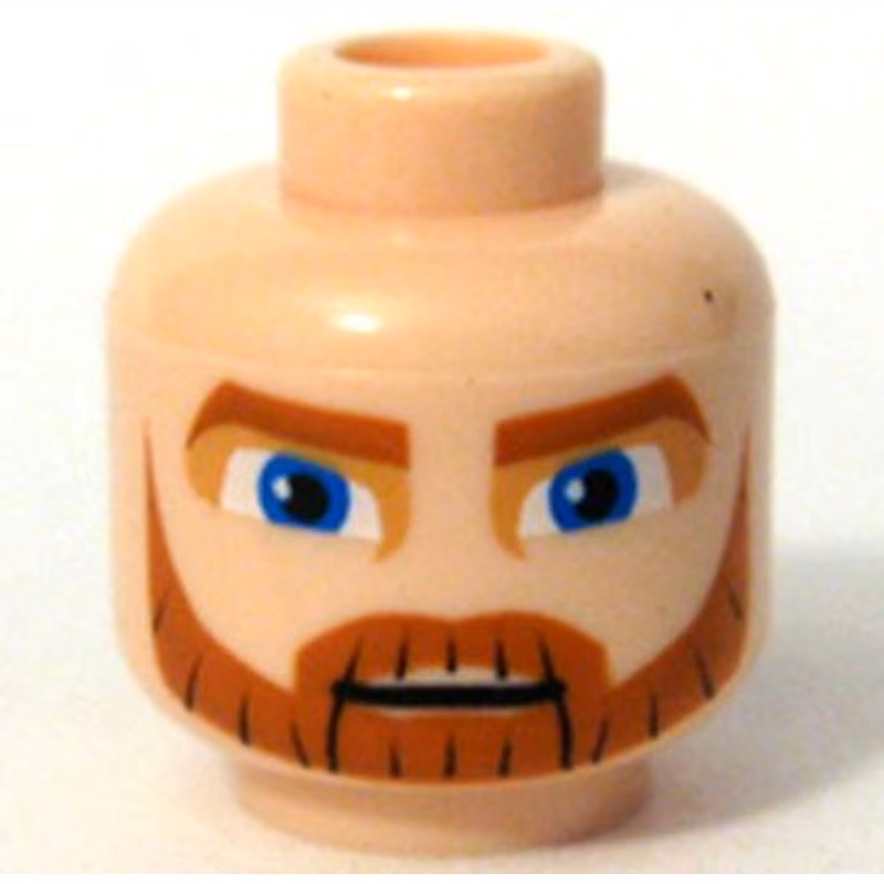 Minifigure, Head Dark Orange Thick Eyebrows, Moustache and Full Beard, Large Blue Eyes, Nougat Eye Shadow, Neutral Pattern Minifigure, Head Dark Orange Thick Eyebrows, Moustache and Full Beard, Large Blue Eyes, Nougat Eye Shadow, Neutral Pattern