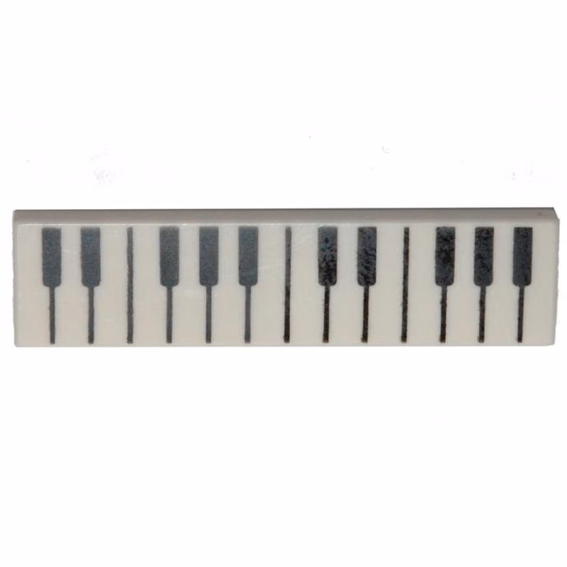 Tile 1 x 4 with Black and White Piano Keys Pattern