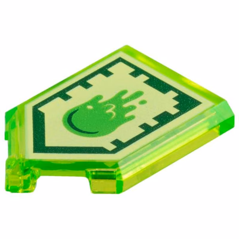 Tile, Modified 2 x 3 Pentagonal with Nexo Power Shield Pattern - Slime Blast