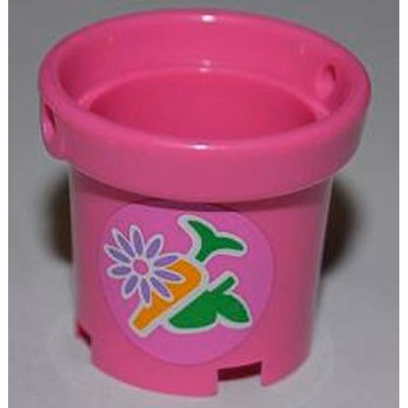 Container, Bucket 2 x 2 x 2 with Handle Holes with Flower, Carrot, and Apple Pattern (Sticker) - Set 3189 Container, Bucket 2 x 2 x 2 with Handle Holes with Flower, Carrot, and Apple Pattern (Sticker) - Set 3189