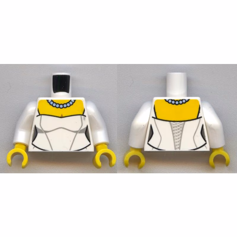 Torso Wedding Dress with Necklace Pattern / White Arms / Yellow Hands