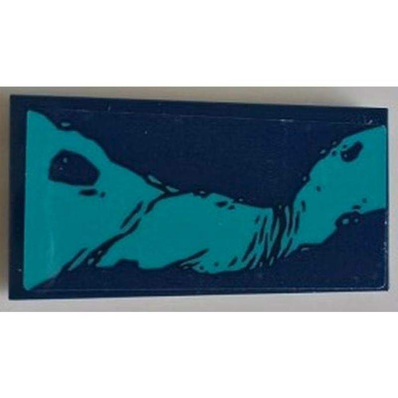 Tile 2 x 4 with Dark Turquoise Splotches Pattern Model Right Side (Sticker) - Set 76101
