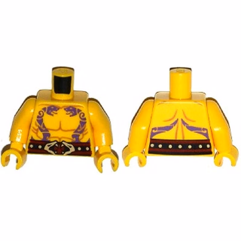 Torso Ninjago Bare Chest Muscles, Dark Purple Snake Tattoos, Belt with Tan Snake Buckle Pattern / Yellow Arms / Yellow Hands