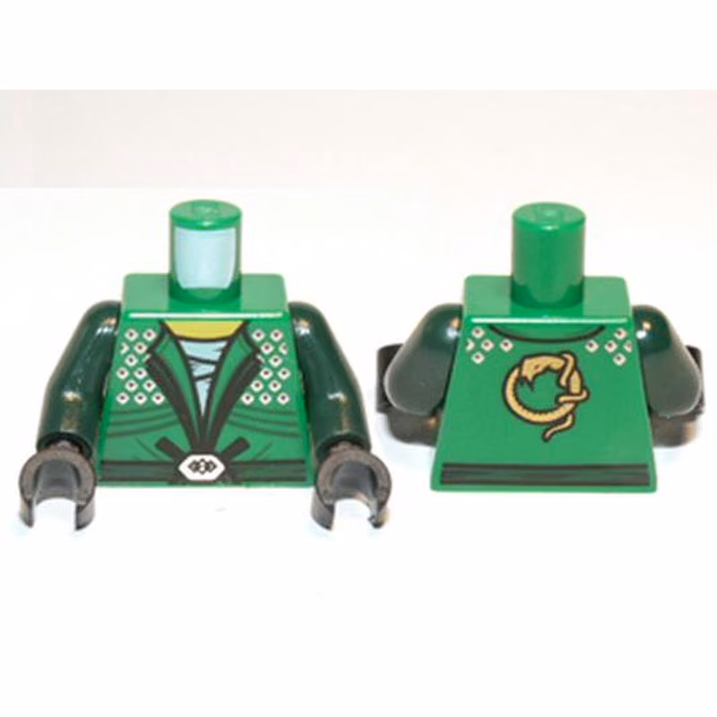 Torso Ninjago Belt and Silver Diamonds Front and Golden Snake Back Pattern / Dark Green Arms / Black Hands