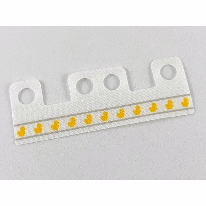 Minifigure Skirt Cloth with 4 Holes, Length 10mm with Gray Stripes and Yellow Ducks Pattern Minifigure Skirt Cloth with 4 Holes, Length 10mm with Gray Stripes and Yellow Ducks Pattern