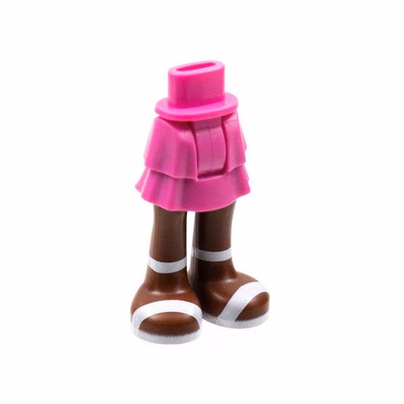 Mini Doll Hips and Skirt Layered, Reddish Brown Legs and White Sandals Pattern - Thick Hinge