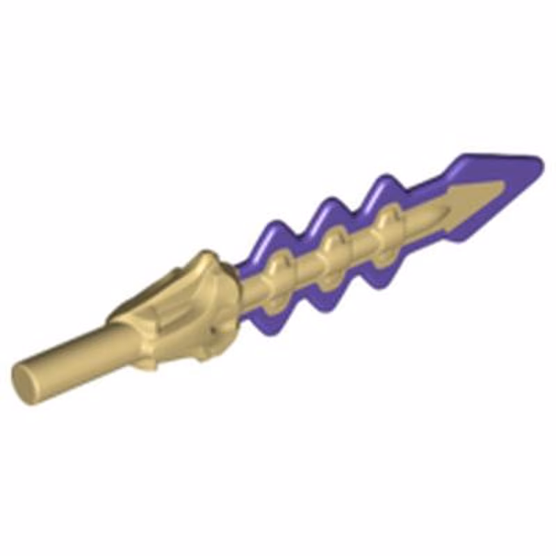 Minifigure, Weapon Sword, Serrated with Snake Skull Hilt and Dark Purple Blade Pattern