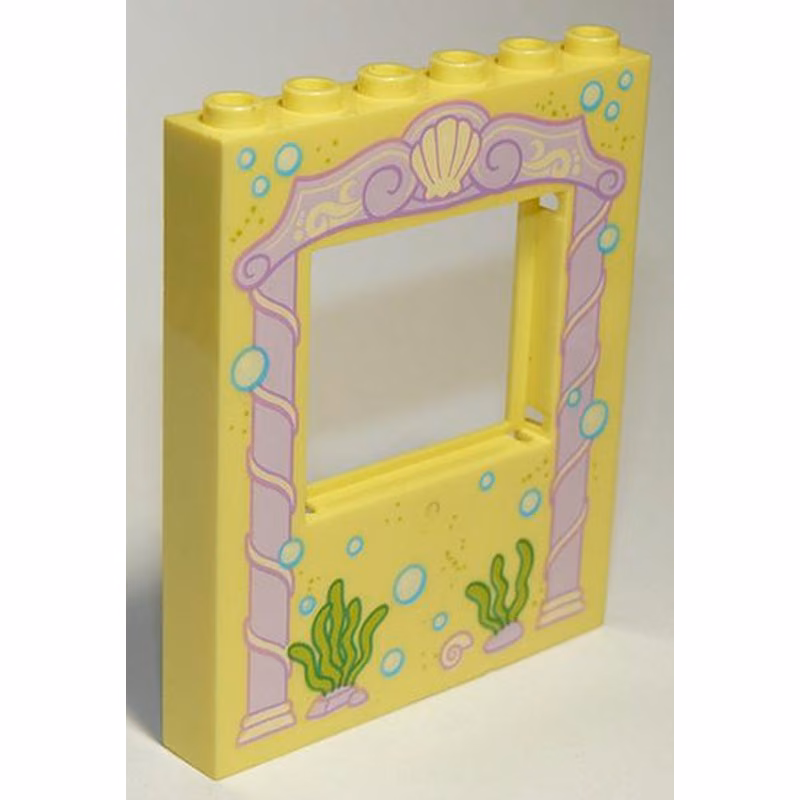 Panel 1 x 6 x 6 with Window with Pink Arch, Bubbles and Sea Grass Pattern (10723)