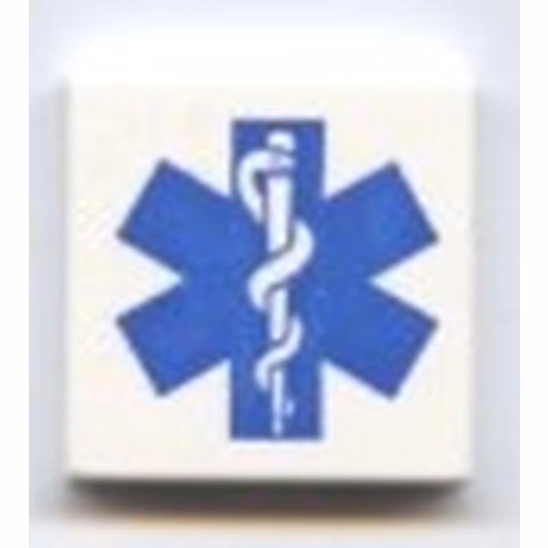 Tile 2 x 2 with Blue EMT Star of Life Pattern