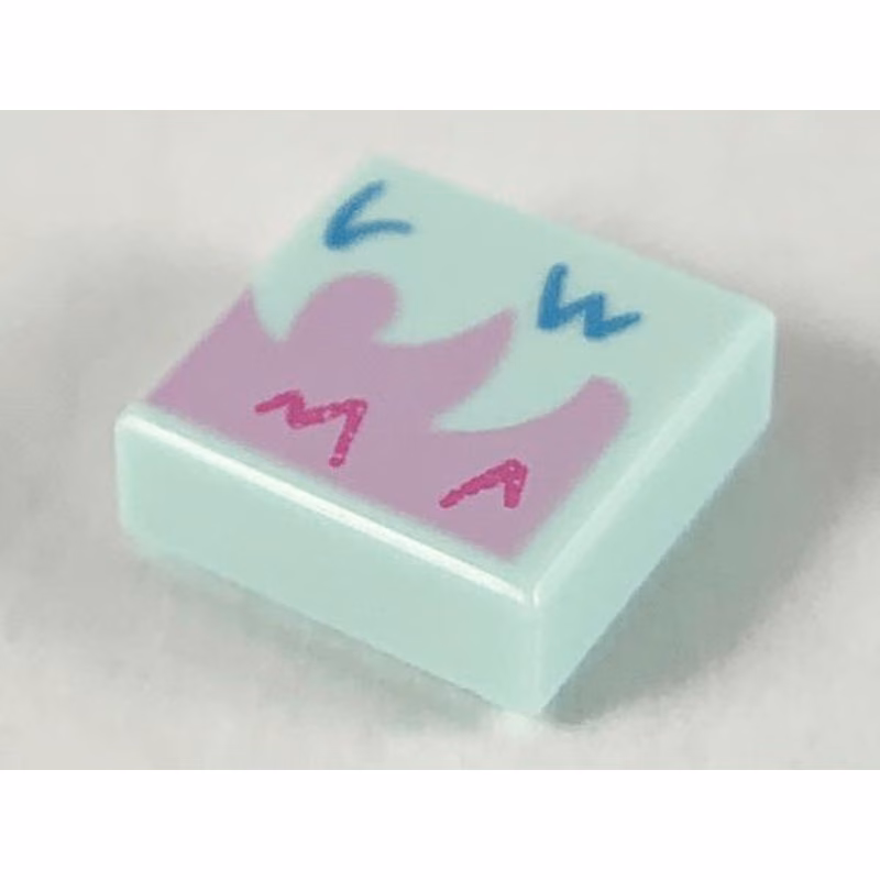 Tile 1 x 1 with Bright Pink Fur with Dark Pink and Medium Blue Highlights Pattern