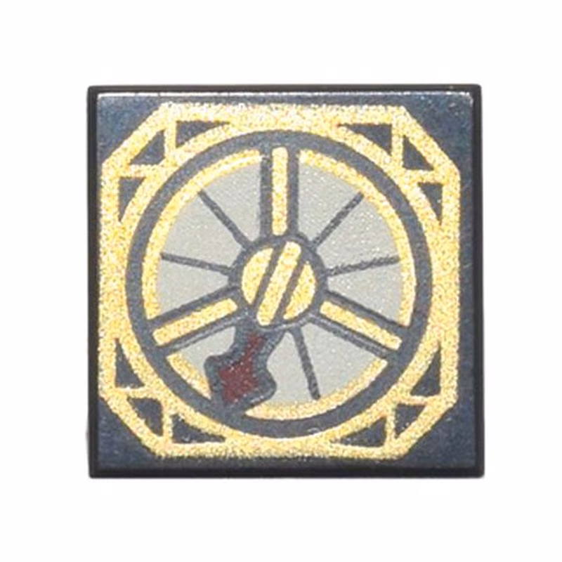 Tile 1 x 1 with Magic Compass with Thin Dark Red Needle and Detailed Printing Pattern