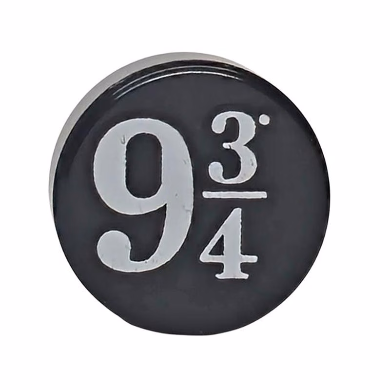 Tile, Round 1 x 1 with White '9 3/4' Pattern