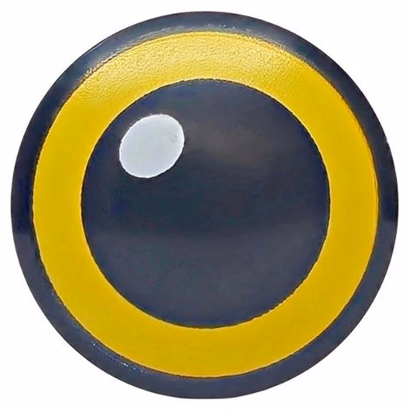 Plate, Round 2 x 2 with Rounded Bottom (Boat Stud) with Yellow Eye with White Circle Pattern