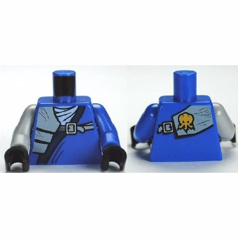 Torso Ninjago Wrap with Shoulder Pouch and Belt Pattern / Blue Arm Left / Light Bluish Gray Arm Right / Black Hands Torso Ninjago Wrap with Shoulder Pouch and Belt Pattern / Blue Arm Left / Light Bluish Gray Arm Right / Black Hands