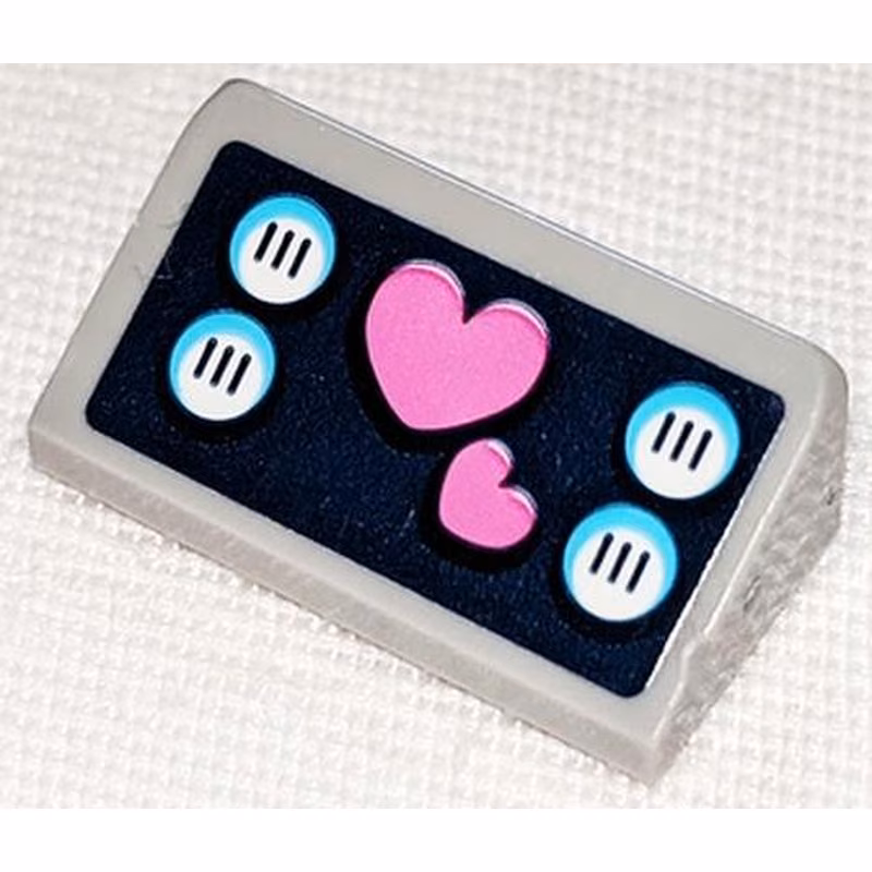 Slope 30 1 x 2 x 2/3 with Dark Pink Hearts and White Buttons on Dark Blue Background Pattern (Sticker) - Set 41347 Slope 30 1 x 2 x 2/3 with Dark Pink Hearts and White Buttons on Dark Blue Background Pattern (Sticker) - Set 41347