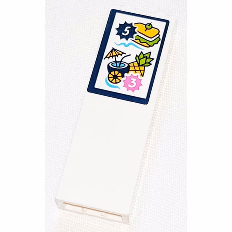 Brick 1 x 2 x 5 with Number 3 and 5, Sandwich, Cocktail and Pineapple Pattern (Sticker) - Set 41347